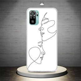 Abstract Line Women Face Phone Case Coque For Xiaomi Redmi Note 12 11 11S 11T 11E 10 10S 9 9S 9T 8 8T 8 Pro Plus Global 7 Patter