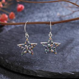 Dangle Earrings Sterling Silver 925 Colorful Star Drop For Women Exquisite Fashion Party Jewelry With Zircon Gifts Accessories