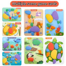 Children 3D Puzzle Montessori Toys Rainbow Pebbles Logical Thinking Game Parish Painting Sensory Learning Toys For 3-6 Years Old