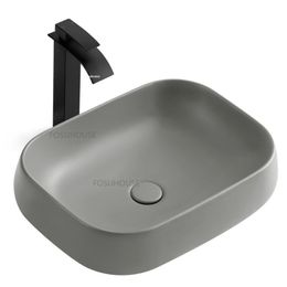 Nordic Ceramics Sink Kit Bathroom Furniture Washbasin Grey Matte Ellipse Creative Design Hotel stay Countertop Washbasin F