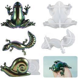 1/2pcs 3D Easter Snail Frog Shape Epoxy Resin Animal Moulds Key Chain Pendant Ornament Jewelry Silicone Mold Desktop Ornament