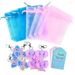 Gift Wrap 10Set Blue Pink Gender Revealed Candy Bags With Baby Elephant Pendant Hanging Kid Birthday S Shower