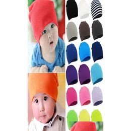 Caps Hats Toddler Newborn Baby Winter Warm Knit Hat Kids Boys Girls Candy Colour Knitting Infant Earmuffs Beanies Skl Drop Delivery Mat Otxre