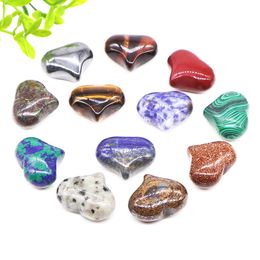 Hand Carved Love Puff Heart Shaped Natural Crystals Stone Agates Gemstone Beads For DIY Making Jewelry Accessories Gifts