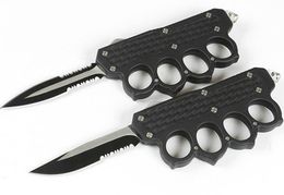 High Quality Knuckle AUTO Tactical Knife 440C Double ActionSingle Edge Serrated Blade EDC Pocket Gift Knives With Nylon Bag6976576