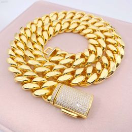 2024 Stainless Steel 14k Pvd Plated for Men 12mm 14mm Stainless Steel Cuban Link Chain Necklace Miami Cuban Chain Initial Necklace