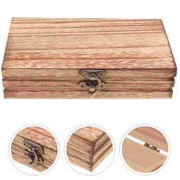 Rustic Wooden Storage Box with Lid for Jewelry Keepsakes Decorative Trinket Organizer Treasure Chests