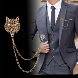 Punk Sheep Head Eagle Cap Brooch For Women and Men Simple Multiple Layers Chain Long Tassel Pin Badges Vintage Jewellery