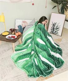 Blankets Cartoon Leaf Vein Shape Thickened Blanket Funny Flannel Half Velvet Soft Sofa For All Seasons