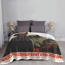 Blankets Soviet Poster Propaganda Ussr Army Blanket For Sofa Bed Travel Stalin Lenin Marx