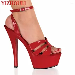 Sandals Stylish Gladiator Platforms Women Open Toe 15cm High Heel Crystal Shoes Toeless Stiletto Wedding