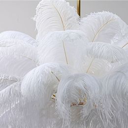 Romantic E27 Bulb Chandelier White Grey Pink Orange Blue Feather Gold Metal For Parlour Bedroom Warm Atmosphere Lamp