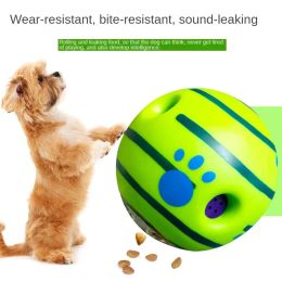 Interactive Dog Toy Fun Giggle Sounds Ball PVC Safe Chew Toy Wobble Wag Dog Training Pet Toys Leaky Food Balls Hot Sales