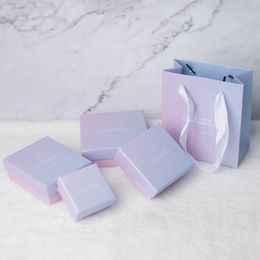 Gradient Colour Jewellery Cardboard Bracelet Boxes Ring Paper Box For Jewellery Gifts Present packaging display Storage Packaging Box