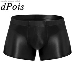 Underpants Mens low gloss boxing underwear solid color boxing underwear short bottom low gloss underwear swimsuit and swimsuit C240411