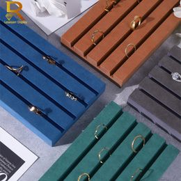 Colorful wooden ring trays holders jewellery stand jewelry organizer jewelery display ring case with 4 slots customized