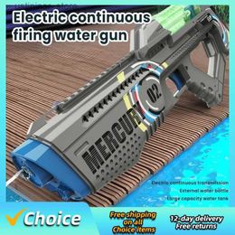 Sand Play Water Fun Summer Fully Automatic Electric Water Gun with Light Rechargeable Continuous Firing Party Game Kids Space Splashing Toy Boy Gift L47