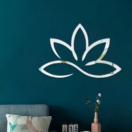 1pc Lotus 3D Acrylic Mirror Wall Sticker Removable Art Mural Stickers For Living Room Bedroom Mandala Zen Yoga studio Home Decor