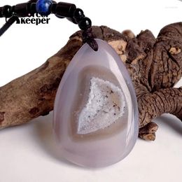 Pendant Necklaces Real Natural Stone Polished Agate Geode Quartz Crystal Cluster Treasure Bowl Specimen Necklace For Jewellery Making BC713