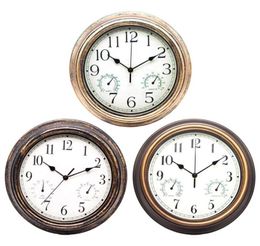 Wall Clocks Battery Operated Clock Home Living Room Hanging Indoor Temperature Humidity Display 12inch Round Quartz262P4123403