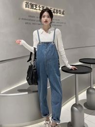 Autumn Maternity Clothes Set Casual Fashionable Knit Pullovers Denim Overalls Outfit Suits Plus Size Pregnant Woman Clothes Sets