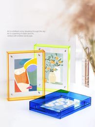Frames Color Acrylic Floating Po Clear Picture Frame For Wall Mounted Tabletop Standing Decor Neon Hanging