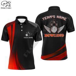 Custom Bowling Shirt for Men Green&Black Bowling Jersey with Name League Bowling Polo Short Sleeve 3D Printed Shirts Tees