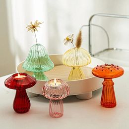 Candle Holders Mushroom Candlestick Glass Holder Decoration Supplies Candlelight Dinner Accessories Table Decor