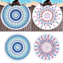 Towel Summer Large Round Beach Lounge Cushion Tassel Printed Sun Shawl Pool Party Absorbent Thick Bath