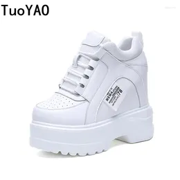 Fitness Shoes Women Chunky Sneakers Platform Casual White Sport Fashion Female Lace Up 12cm High Vulcanised Woman Old Dad Shoe