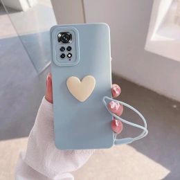 Note11s Love Heart Lanyard Silicone Case On For Xiaomi Redmi Note 11 Pro 11s 4g 5g 10 9 8 10s 11pro Plus 10c 10pro Camera Cover