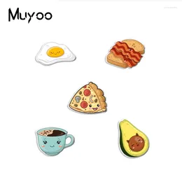 Brooches 2024 Arrival Fashion Cute Cartoon Breakfast Coffee Eggs Fruit Handcraft Epoxy Acrylic Resin Lapel Pins Badge Pin