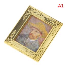 Mini Dollhouse Miniature Photo Frame Antique Manny Frame Oil Painting DIY Doll House Decorative Accessories