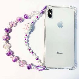 Phone Charm Colorful Beads Bear Hand Strap Lanyards Hang Rope for iPhone Huawei Redmi Xiaomi Samsung Camera Key String Holder