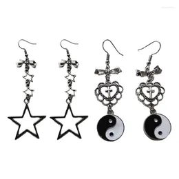 Dangle Earrings Contemporary Hollow Star Heart Ear Studs Adornments With Bowknot Embellishment 3XUA