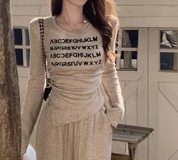 Spring and summer ladies tops T-shirt letters sexy hottie casual printed Slim irregular bottoming inside out