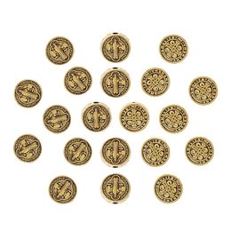 20 x Tibetan Silver/Gold Color Saint Benedict Medal Crucifix Cross Spacer Beads for DIY Bracelet Jewelry Making Accessories