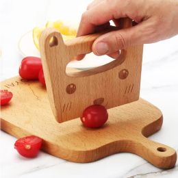 Wooden Kids Knife for Cooking and Safe Cutting Vegetables Fruits Cute Fish Cat Shape Kids Kitchen Tools for School Cooking Class