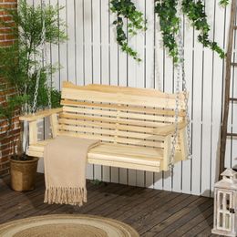 2-Seater Porch Swing, Hanging Outdoor Swing Bench with Metal Chains and Wide Armrests, for Deck, Patio, Garden