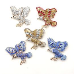 10pcs/lot Man Jewelry Eagle Shape Pins for Suits Gold Tone Crystal Animal Bird Brooches Pin