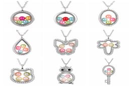 Elephant Owl Woman Necklace Living Memory Beads Glass Floating Locket Pendant Necklace Pearl Cage Locket Charms Gift LJJTA11872033395