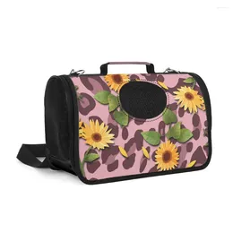 Cat Carriers Sunflower And Leopard Shoulder Bags Travel For Cats Breathable Custom Backpack Pet Accessories Carrier Dogs