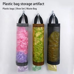 Storage Bags Trash Hanging Bag Nylon Wall-Mounted Grocery Holder Foldable Round Garbage Organiser Packing Pouch For