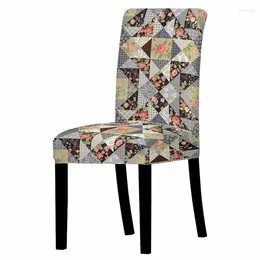 Chair Covers Elastic Geometric Flower Print Cover Dining Room Spandex Slipcover Case Stretch Wedding Banquet Home Decoration
