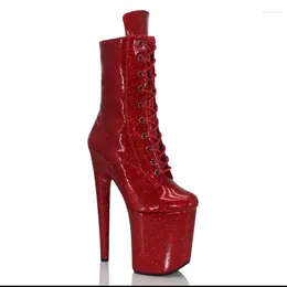 Dance Shoes LAIJIANJINXIA 20CM/8inches PU Upper Sexy Exotic High Heel Platform Party Women Boots Pole MA004