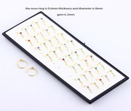 Steel Nose Hoop Rings Whole Body Jewelry Crystal Nose Studs Pin Piercing 120pcs for Sexy Women Men9713139