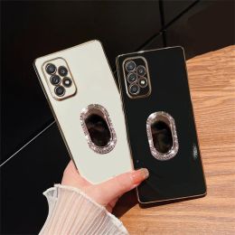 Diamond Ring Holder Phone Case For Samsung Galaxy Note 20 Ultra Stand Plating Cover S10 Plus S20 FE S21 S 21 Plus S22 Note 10 P