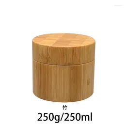 Storage Bottles 10PCS 250G Cosmetic Container Bamboo Wood Beauty Face Cream Mask Case Empty Plastic Emulsion Lotion Pot Makeup Essence