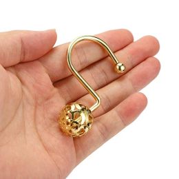 12 Rust-proof Metal Hollow Ball Shower Curtain Hooks for Bathroom Rod Curtain Hooks