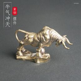 Necklace Earrings Set Pure Brass Bull Qi Soars To The Sky Table Top Zodiac Ox Nafu Tea Pet Living Room Decoration